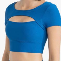 Short Sleeves Sports Bra For Women Openwork Medium-High Support Nwot Color: Blue Size: S Strappy Padded Sports Bras Supportive Workout Top 100% Polyester Origin: Imported Country Of Origin: China About This Item Machine Wash Women's Longline Sports Bra, Fashion Curve Hem Crop Tank Top, Stitch Racerback Sleeveless Vest, Built In Shelf Bra. Tag: Sports, Gym Exercise & Fitness, Yoga, Walking & Jogging & Running, Cycling, Boxing, Bowling And Other Exercise Of Moderate Intensity New To Poshmark, Use Yellow Lace Blouse, Sports Bra Fashion, Bra Fashion, Women Science, American Eagle Crop Top, Cream Lace Top, Floral Print Crop Top, Bra For Women, Blue Long Sleeve Shirt