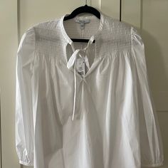 Derek Lam Blouse Classic Blouse For Brunch, Elegant Tie Neck Blouse For Brunch, Derek Lam, Color White, Size 2, Blouses, Womens Tops, Women Shopping, White