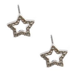 Wedding Earrings Silver Crystal Star Stud Earrings Elegant Silver Earrings With Star Charm, Sparkling Star Crystal Earrings For Party, Sparkling Star-shaped Crystal Earrings For Party, Silver Star-shaped Crystal Earrings For Party, Silver Star Charm Earrings For Party, Elegant Star Embellished Earrings As Gift, Elegant Star Embellished Earrings For Gift, Nickel-free Star Jewelry For Parties, Nickel Free Star Shaped Party Jewelry