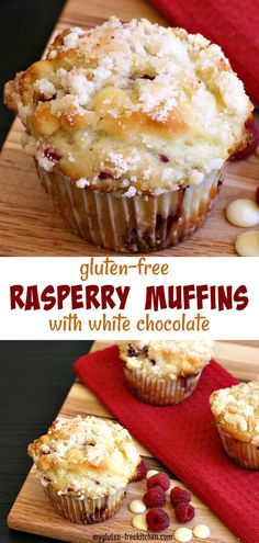 raspberry muffins with white chocolate and crumbled topping on top