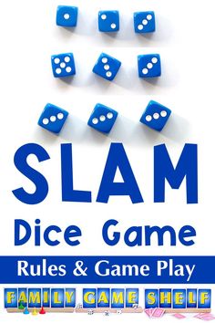 Slam Dice Game rules and game play for family game night Simple Dice Games, Dice Games For Adults Couples, Easy Dice Games, Dice Games For Adults, Easy Card Games, Dice Games For Kids, Pig Dice Game, Games For Seniors