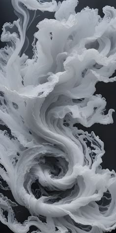 white swirls in black and white are seen from above the image is an abstract photograph