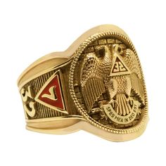 "Uniqable Scottish Rite Solid Gold 14K Masonic Freemason Templar Man Size Ring Unique GOLD 14K Masonic Ring around 22 grams depends on the size hand made crafted with the most popular Masonic symbols. The face of the piece is crafted with a very meaningful symbol; the double headed eagle is one of the most prevalent and ancient emblems of the Scottish Rite. The Scottish Rite is one of the several Rites of the worldwide fraternity. The number 32 is crafted in the middle of the emblem which is the Symbolic 14k Stamped Signet Ring Collectible, Gold Engraved Ring With Maker's Mark, Collectible, Gold Symbolic Signet Ring For Commemoration, Custom Gold Signet Ring For Formal Occasions, Freemason Ring, Masonic Freemason, Silver Knight, Double Headed Eagle, Masonic Symbols