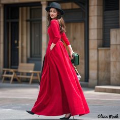 Olivia Mark - Stylish Floor-Length Velvet Maxi Dress with Slim Fit and High Waist Red Long Sleeve Maxi Dress, Long Sleeve Maxi Dress Casual, Velvet Pencil Dress, Square Neckline Dress, Velvet Bodycon Dress, Long Linen Dress, Velvet Maxi Dress, Velvet Maxi, Floral Bodycon