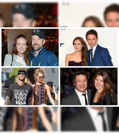 many different pictures of people and one man in a suit, woman in a dress