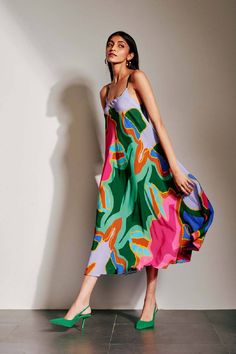 Thought Clothing, Bias Dress, Inexpensive Dresses, Flowy Midi Dress, Abstract Print Dress, Vacation Dresses, Loose Dress, Printed Midi Dress, Types Of Dresses