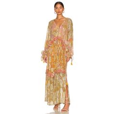 Hemant & Nandita Vim Caftan In Dijon V-Neck Button Maxi Dress Floral Boho Sz S Est. Retail $463 All Items Are 100% Authentic And Come From High-End Department Store Displays, Shelf Pulls, Overstocks Or Customer Returns. As Such The Item May Possibly Show Mild Signs Of Handling And/Or Being Tried On. All Items Come From A Smoke-Free, Pet-Free Environment. Item Description * Condition: New W/Tag Condition With No Visible Rips, Tears, Or Stains. Note, As The Item Has Been Through A Retail Environme Bohemian V-neck Kaftan For Brunch, Button Maxi Dress, Maxi Dress Floral, Hemant And Nandita, Store Displays, Dijon, Trim Detail, Dress Floral, Floral Maxi Dress