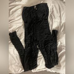 I Ordered This For My Bday And It Came Too Late To Wear So I’m Selling It Since Their Shipping Took Forever And It’s Nearly Impossible To Return Back To Australia! It’s Super Cute For A Nye Outfit! Fitted Ruched Jumpsuits And Rompers For Night Out, Black Fitted Ruched Bodysuit, Black Ruched Fitted Bodysuit, Fitted Black Ruched Bodysuit, Fitted Black Ruched Pants, Fitted Ruched Black Pants, Fitted Ruched Pants For Party, Stretch Ruched Pants For Party, Stretch Ruched Party Pants