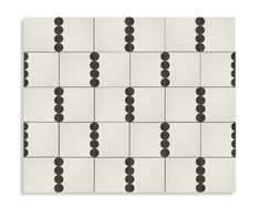 black and white tiles with circles on them, arranged in an orderly pattern against a white background