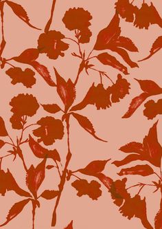 an orange and red flower pattern on a pink background