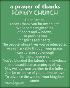 a poem written in green with the words prayer for my church on it and an image of