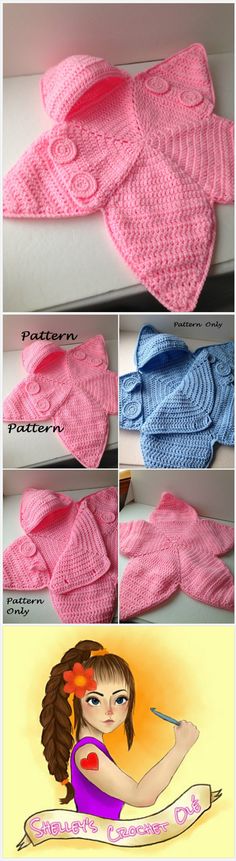 the instructions for making knitted mitts are shown in three different pictures, including one with