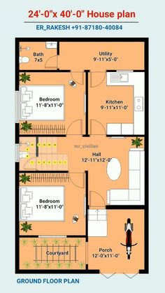 the floor plan for a house with two floors and one bedroom on each side,