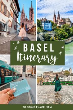 a collage of photos with the text base itinerary to some place new