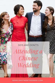 three people standing next to each other with the text do's and don'ts attending a chinese wedding