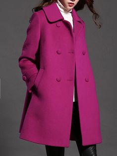 Pink Wool Coat, Purple Coat, Lapel Coat, Trendy Fall Outfits, Woolen Coat, Vintage Coat, Winter Fashion Outfits, Outerwear Coats, Coat Fashion