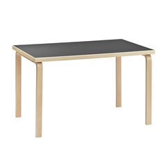 the table is made out of wood and has a black top