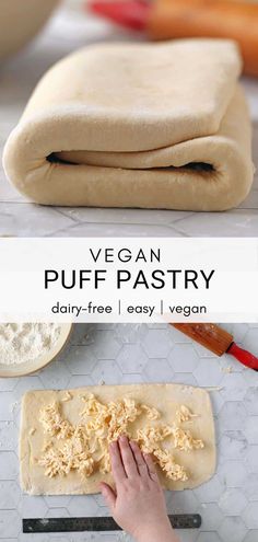 vegan puff pastry recipe made with dairy - free, easy vegan bread dough