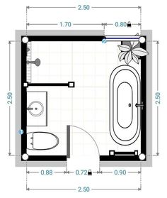 a bathroom floor plan with measurements for the toilet and sink area, along with an additional bathtub