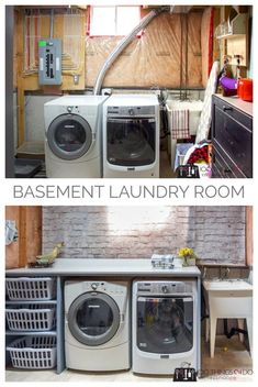 20  Functional Basement Laundry Room Ideas 2019 #unfinished #onabudget #cement #stainedconcrete #diy #small #layout #utilitysink #finished #old #washeranddryer #organization Laundry Room Design Stackable, Laundry Folding Table, Small Laundry Room Design, Laundry Folding Tables, Laundry Table, Laundry Folding, Stacked Laundry Room