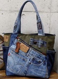 an image of a purse with jeans on it