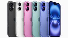 the new iphones are all different colors and sizes, including blue, pink, green,