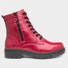 Red Ankle Boots, Shoe Zone, Lace Up Heels, Red Lace, Lace Boots, Boot Shoes Women, Lace Up Boots, Lady In Red, Side Zip