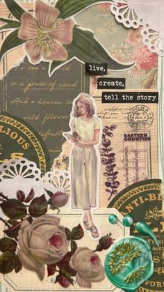 altered collage with flowers and words on it