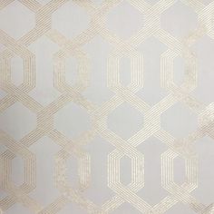 a white and gold wallpaper with an abstract design