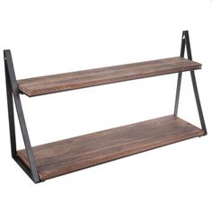 two wooden shelves with metal legs