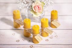 A personalised set of 10 Pure Beeswax Candle - The Perfect Wedding Favour for your Guests! * Hand-rolled 100% Pure beeswax candle with natural scent, personalised with names and date. * 1 Small Beeswax candle - height 10cm, diameter 3,5 cm, burning time 4 * Perfect idea for natural and memorable favour for your wedding guests. These also make lovely sentimental gifts for Seasonal holidays, Birthdays and Baby Shower and Teacher appreciation gestures. Please keep in mind that placing larger (order) require longer time depending on the quantity. Please contact me for more information. Please be reminded that due to the lighting effects, monitor's brightness/ contrast settings etc, there could be some slight differences in the colour tone of the website's photo and the actual item. Eco Friendly Party Favors, Candle Favours, Eco Friendly Party, Unusual Wedding Favours, Pure Beeswax Candles, Eco Wedding, Best Wedding Favors, Candle Wedding Favors, Beeswax Candle