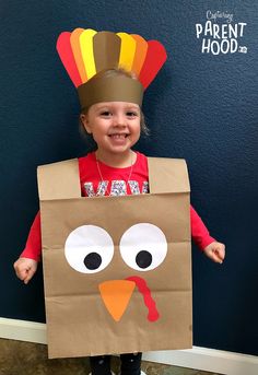 Paper Bag Turkey Craft, Paper Bag Turkey, Thanksgiving Crafts For Toddlers, Turkey Costume