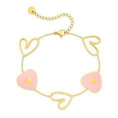 PRICES MAY VARY. [Linawe Pink Heart Charm Bracelet]: Elevate your style and make a statement with the Linawe Love Bracelet - a trendy and cute jewelry perfect for women and teen girls, crafted with delicate and cute details, making it a charming addition to your jewelry collection. Whether you're going for a y2k, boho or preppy style, add a touch of romance and sweetness to your outfit. [Cute Jewelry Set to Create Your Unique Look]: We also have matching Heart Stud Earrings, Heart Dangle Earring Trendy Rose Gold Heart Bracelet For Valentine's Day, Trendy Heart Bracelet With Adjustable Chain For Valentine's Day, Pink Heart-shaped Jewelry For Friendship, Adjustable Pink Gold Bracelet For Valentine's Day, Pink Dainty Bracelet With Adjustable Chain, Dainty Pink Bracelets With Adjustable Chain, Trendy Rose Gold Heart Bracelet For Gift, Dainty Pink Bracelet With Adjustable Chain, Trendy Rose Gold Heart Bracelet