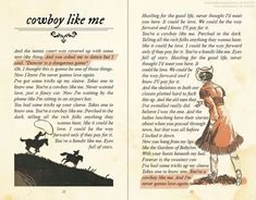 an old book is opened to show the story of cowboy like me