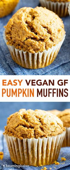 an easy vegan gf pumpkin muffins recipe that is so good and delicious