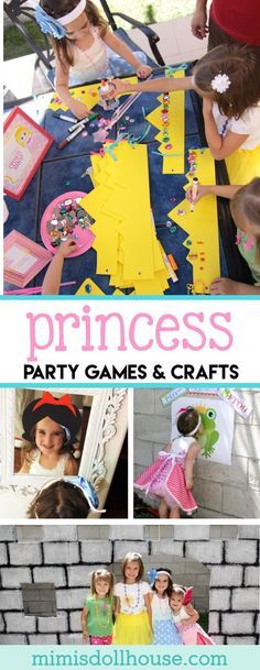 princess party games and crafts for kids that are easy to make with construction paper, construction tape and construction paper