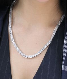 Lab Grown Diamond:Carat Weight: 61.70 CaratsStyle: Emerald CutChains: 14 Karat White Gold 58.80 grams Diamond Tennis Necklace, Tennis Necklace, Diamond Carat, 2 Carat, Emerald Cut, Lab Grown, Lab Grown Diamonds, Diamond Necklace, Tennis