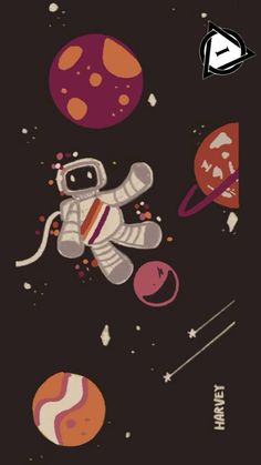 an astronaut floating in space next to planets