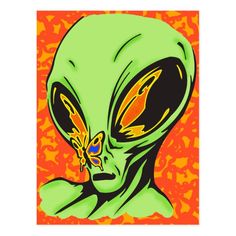 an alien with a butterfly on its nose is featured in this art print by person