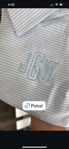 someone is wearing a polo shirt with the word jfw on it