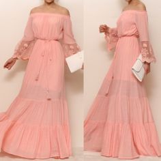 Partially Lined Tiered Maxi Dress Price Firm Spring Off-shoulder Lined Maxi Dress, Pink Boho Dress, Boutique Maxi Dresses, Statement Outfit, Off Shoulder Maxi Dress, Pink Boho, Tiered Maxi Dress, Xl Dress, Boho Dress