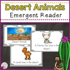 desert animals emergent reader with pictures and words on the front cover for children to read