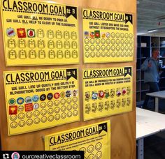 classroom goal posters on the wall in an office