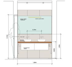 a drawing of a bathroom with two sinks and a bathtub in the corner,