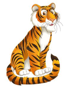 a cartoon tiger sitting on the ground