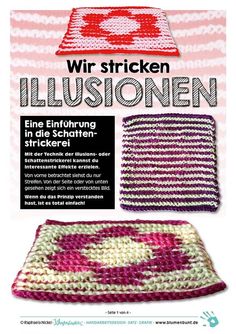 an advertisement for a crocheted blanket and potholder with the words,'wir stricken illusionen '