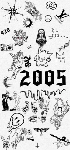 an image of various symbols and numbers on a white paper background with the words 205 written in black ink