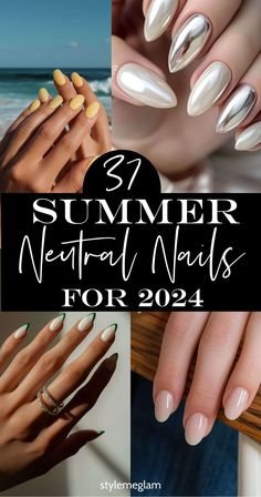 37 Summer Neutral Nails You Can Recreate Easily 2024 Neutral Nails, Beach Nails Neutral, Summer Neutral Nails Gel, Simple Neutral Summer Nails, Summer Neutral Nail Colors, Neutral Nail Trends, Neutral Nails Summer 2024, Neutral Beach Nails, Nail Trends 2024 Summer