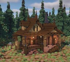 Crimson Wood House Minecraft, Cozy Minecraft Houses, Minecraft House Ideas Cottage, House Ideas Minecraft, Minecraft Cabin, Minecraft House Ideas, Houses Minecraft, Minecraft Structures