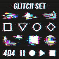 an old computer screen with the words glitsh set in white letters and numbers